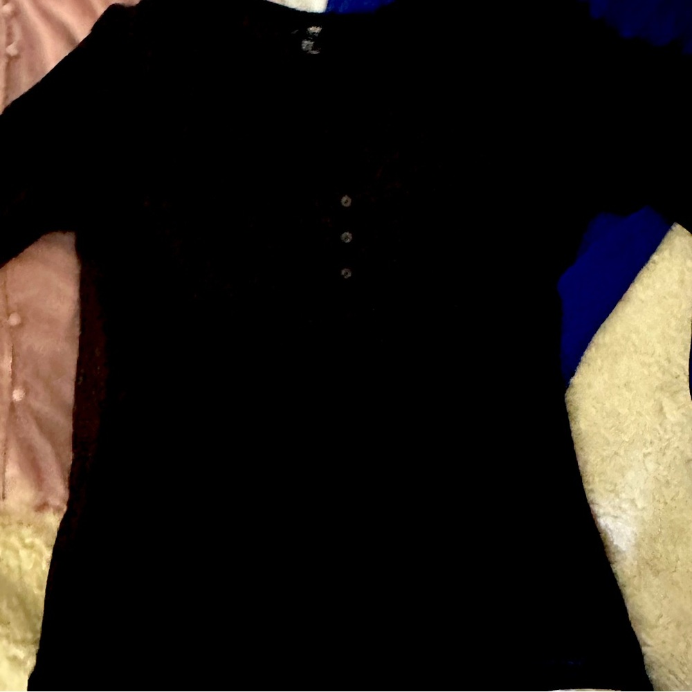 H & M sheer black cotton blouse